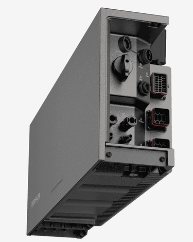 Close-up of EcoFlow PowerOcean hybrid kit connectors and ports